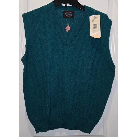 Vintage Dead Stock Jantzen wool sweater vest Green sz L - Picture 1 of 4